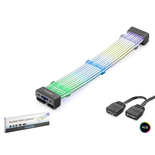 NODAR ND2803 Silikon Işıklı Bükülebilir ARGB Light Board 28 Pin - Siyah