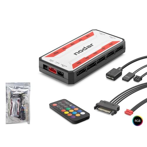 NODAR ND2807 ARGB Fan ve LED Kontrolcü Hub Seti Uzaktan Kumandalı - Siyah