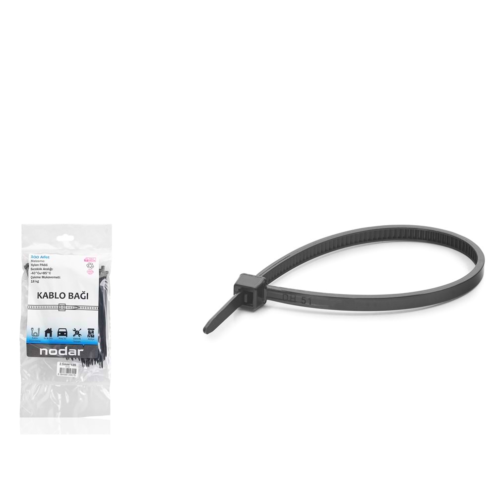NODAR ND4800S Kablo Bağı 2.5 x 120 mm 100'lü Paket - Siyah