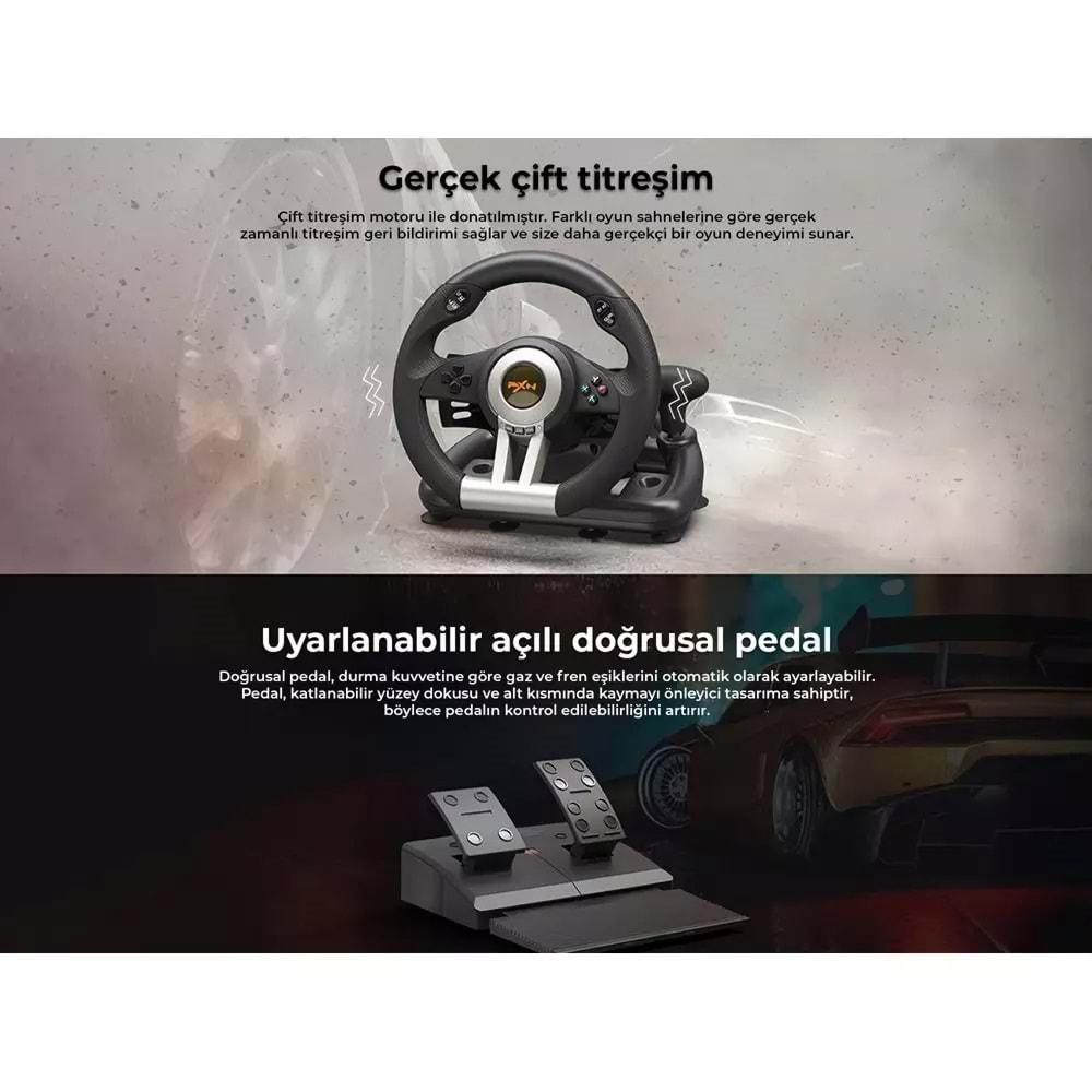 NODAR ND700 PXN V3 PRO Direksiyon Seti 270° PS4 PS3 PC Xbox Switch - Siyah