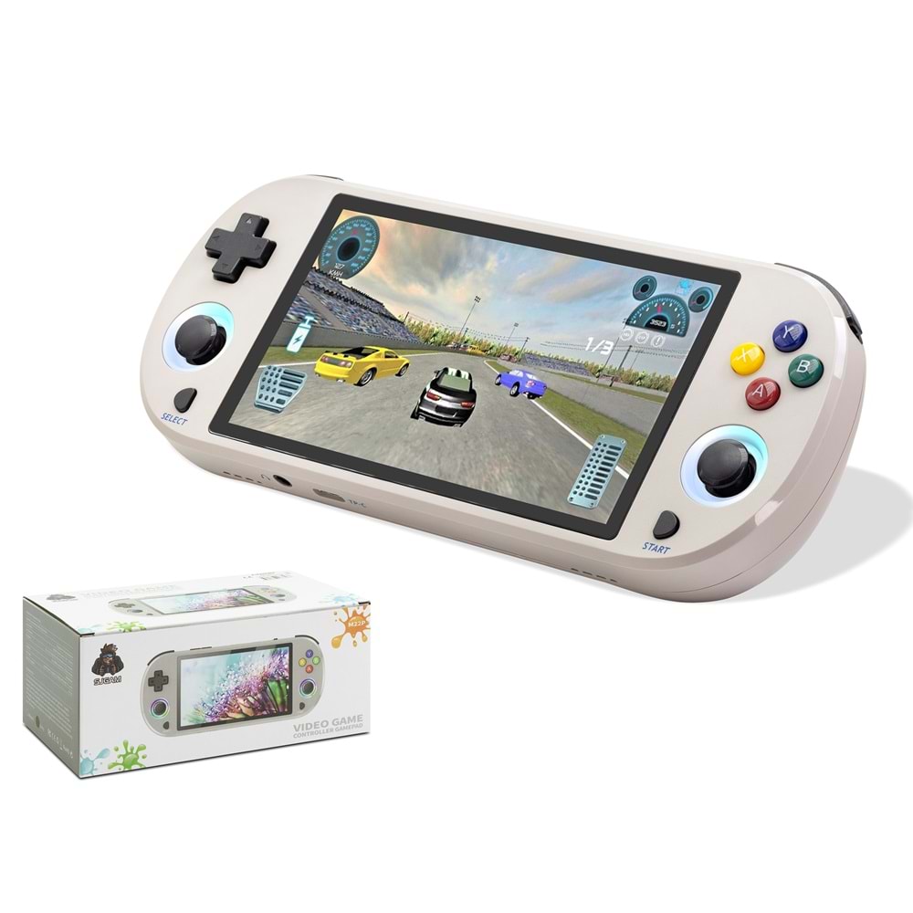 NODAR ND757 Retro El Oyun Konsolu 5 inç Ekran Çift Çekirdek 128 GB RGB Aydınlatmalı - Beyaz