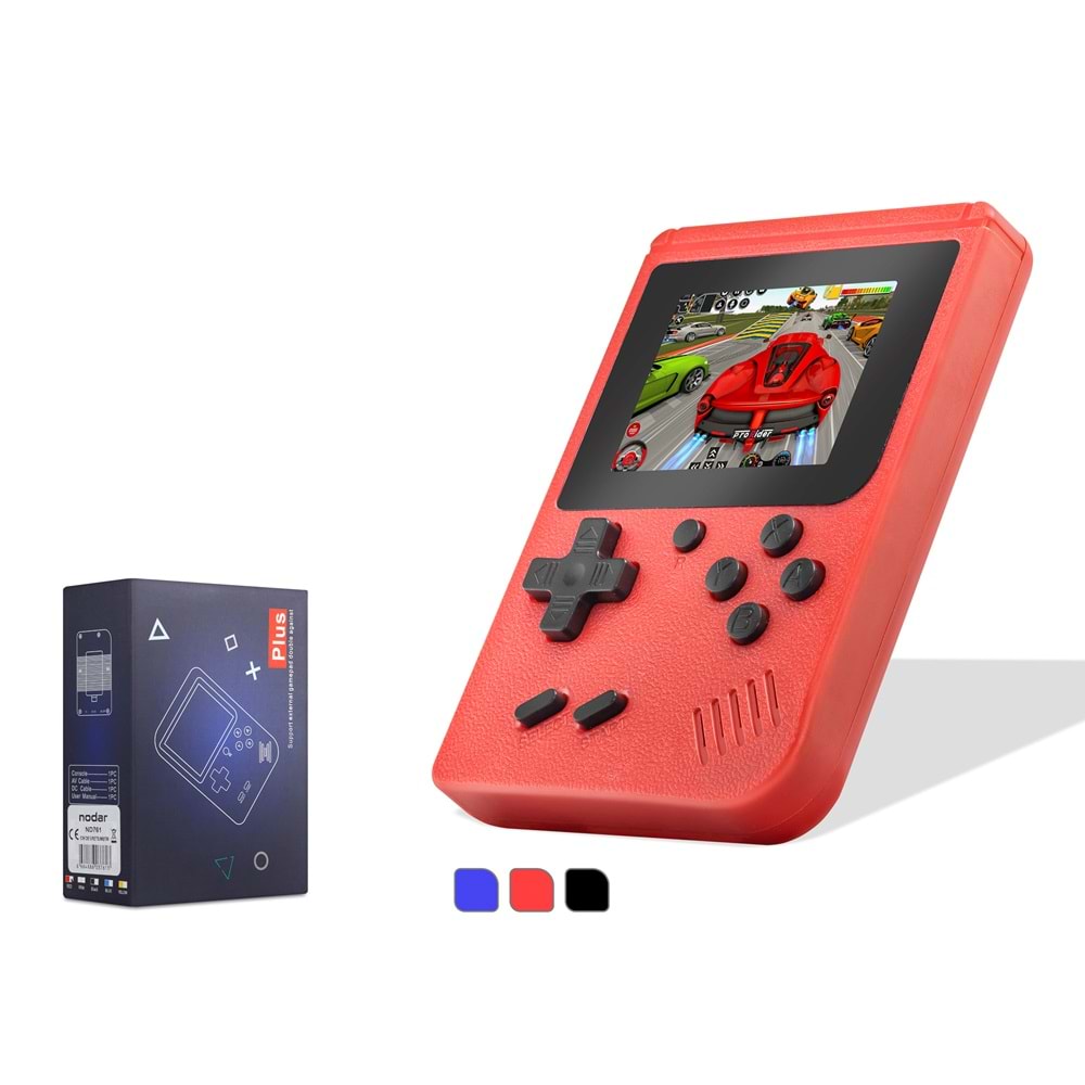 NODAR ND761 Retro Mini Arcade El Oyun Konsolu 400 in 1 Dahili Oyunlu - Kırmızı