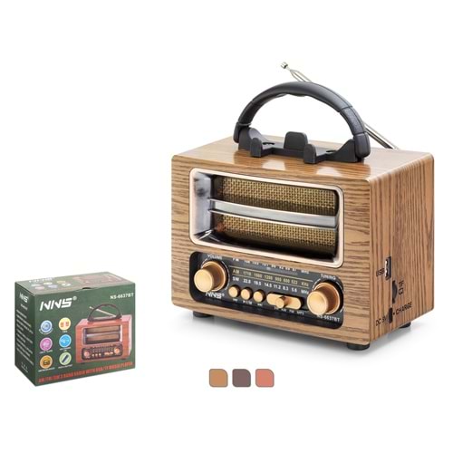 NNS NS6637BT Bluetooth Nostaljik Hoparlör FM 16.7 x 9.5 x 13.8 cm
