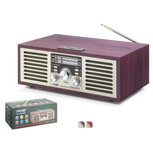 NNS NS6686BT Bluetooth Nostaljik Hoparlör FM 33 x 18 x 12.9 cm