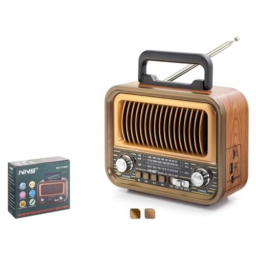 NNS NS7110BT Bluetooth Nostaljik Hoparlör FM 20 x 10.2 x 14.5 cm