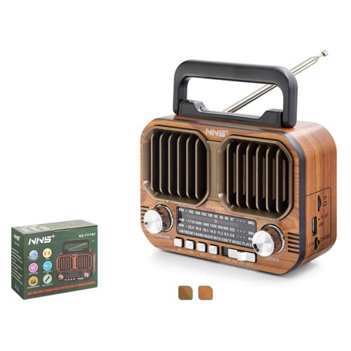 NNS NS7117BT Bluetooth Nostaljik Hoparlör FM 16.5 x 6.9 x 11.9 cm