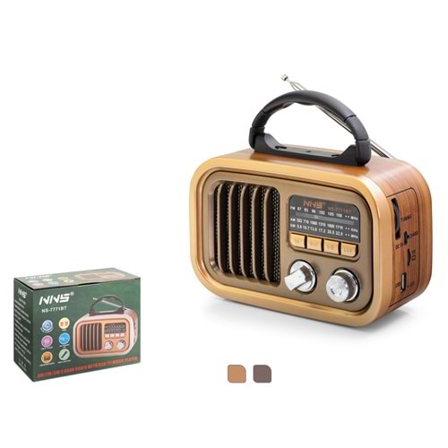 NNS NS7771BT Bluetooth Nostaljik Hoparlör FM 18.4 x 8.9 x 13.4 cm