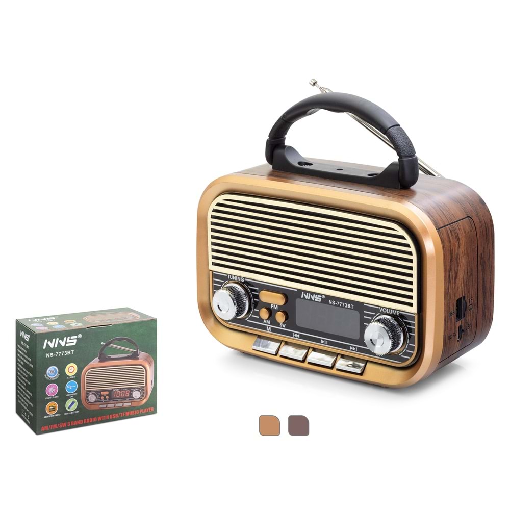 NNS NS7773BT Bluetooth Nostaljik Hoparlör FM 20 x 10.2 x 14.5 cm