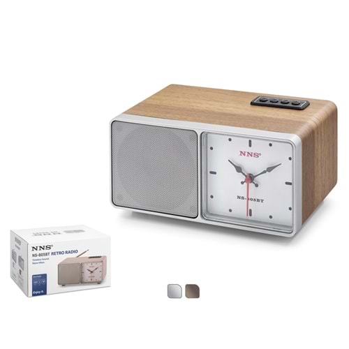 NNS NS805BT Bluetooth Nostaljik Hoparlör FM Retro Saatli 195 x 135 x 103 cm