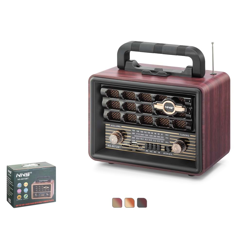 NNS NS8072BT Bluetooth Nostaljik Hoparlör FM 23.5 x 12 x 19 cm