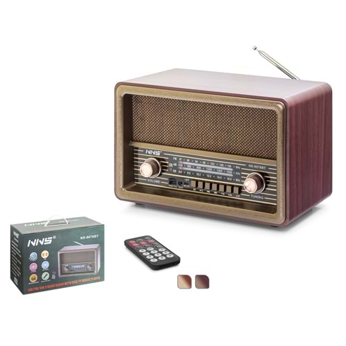 NNS NS8076BT Bluetooth Nostaljik Hoparlör FM Kumandalı 32.8 x 16 x 20.8 cm