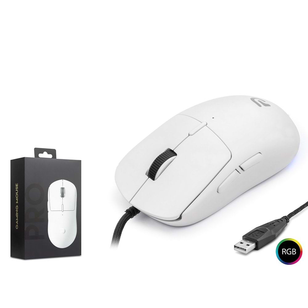 NODAR PROYG100W Gaming Mouse 3200 DPI 6 Tuş RGB - Beyaz