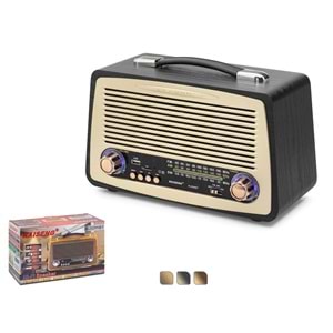 RAISENG R3299BT Bluetooth Nostaljik FM Radyo USB TF Taşınabilir Hoparlör - Siyah