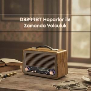 RAISENG R3299BT Bluetooth Nostaljik FM Radyo USB TF Taşınabilir Hoparlör - Siyah