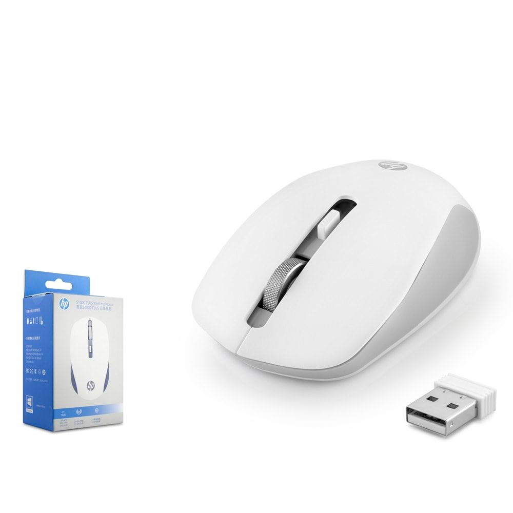 HP S1000B Sessiz Kablosuz Mouse Optik 800/1600 DPI - Beyaz