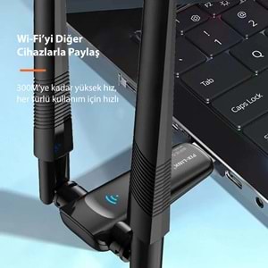PIX-LINK UAX04 USB WiFi Adaptör AX1800 Dual Band (WiFi 6) - Siyah