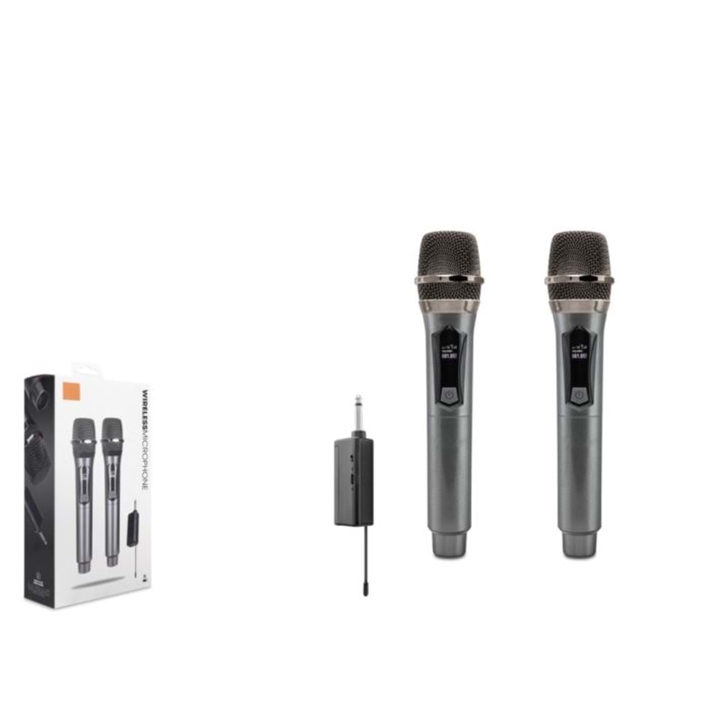 HADRON W1 Profesyonel Kablosuz UHF 2 Mikrofonlu Set 6.35 mm - Siyah