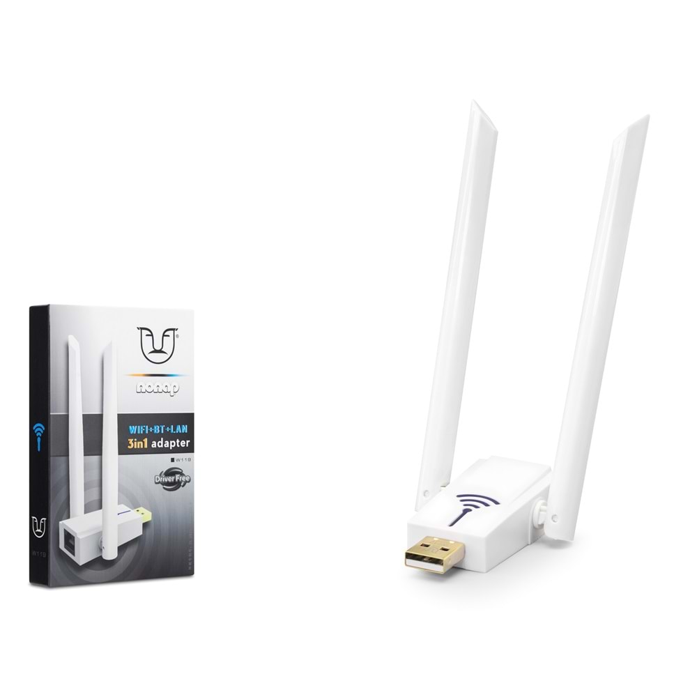 NONAP W119 USB WiFi Bluetooth Ethernet Adaptör 150 Mbps - Beyaz