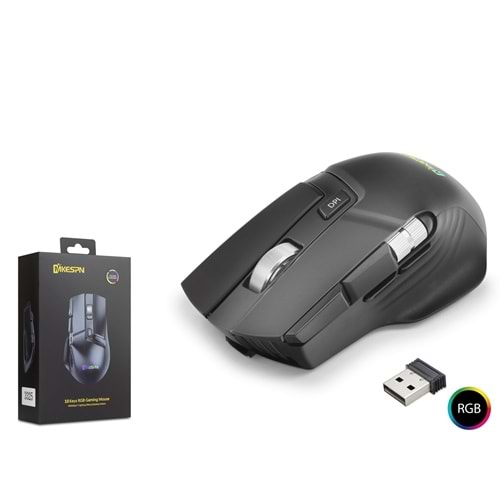 MKESPN W13 Kablosuz Gaming Mouse Dual Mod 10000 DPI 10 Tuş 1000 Hz RGB - Siyah