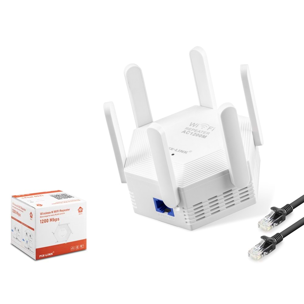 PIX-LINK LV-WR56T WiFi Repeater / Router / AP Dual Band 1200 Mbps - Beyaz