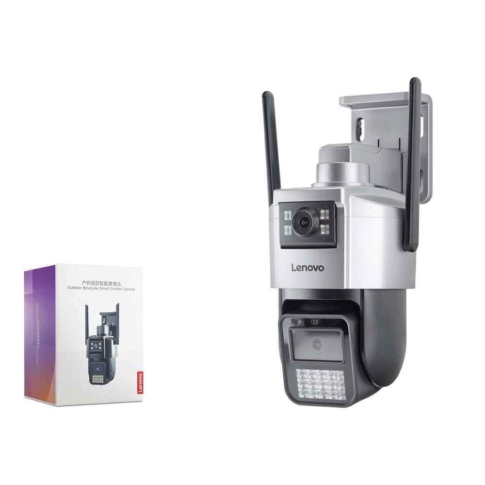 LENOVO X9T Smart Wi-Fi IP Güvenlik Kamerası 2 Lens 2x3MP PTZ - Siyah