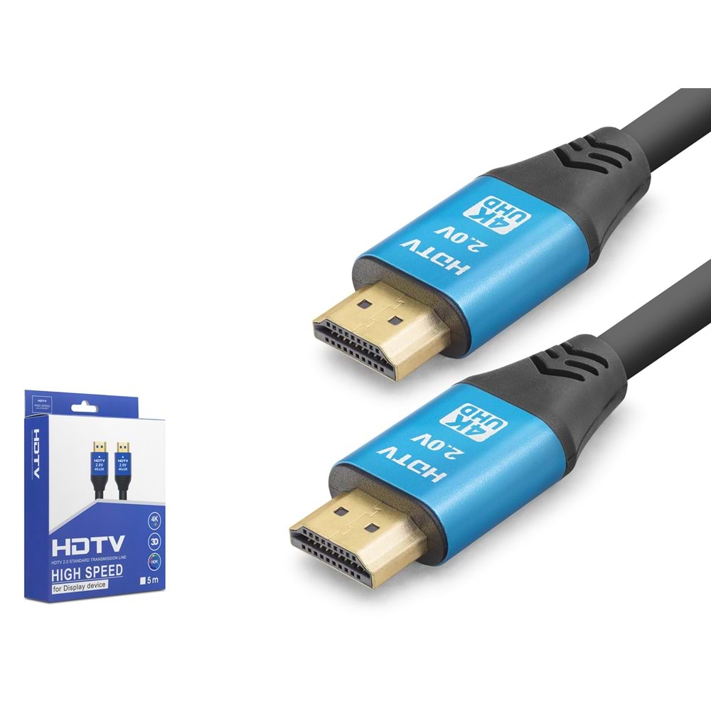 NODAR XY6011 HDMI 2.0 Kablo 4K UHD 19+1 OD 8.0 mm 4.5 m - Siyah Mavi