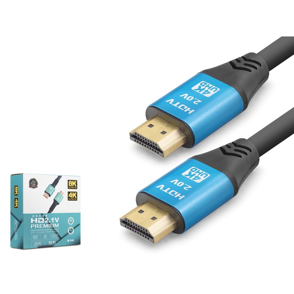 NODAR XY6012 HDMI 2.0 Kablo 4K UHD 19+1 OD 8.0 mm 10 m - Siyah Mavi