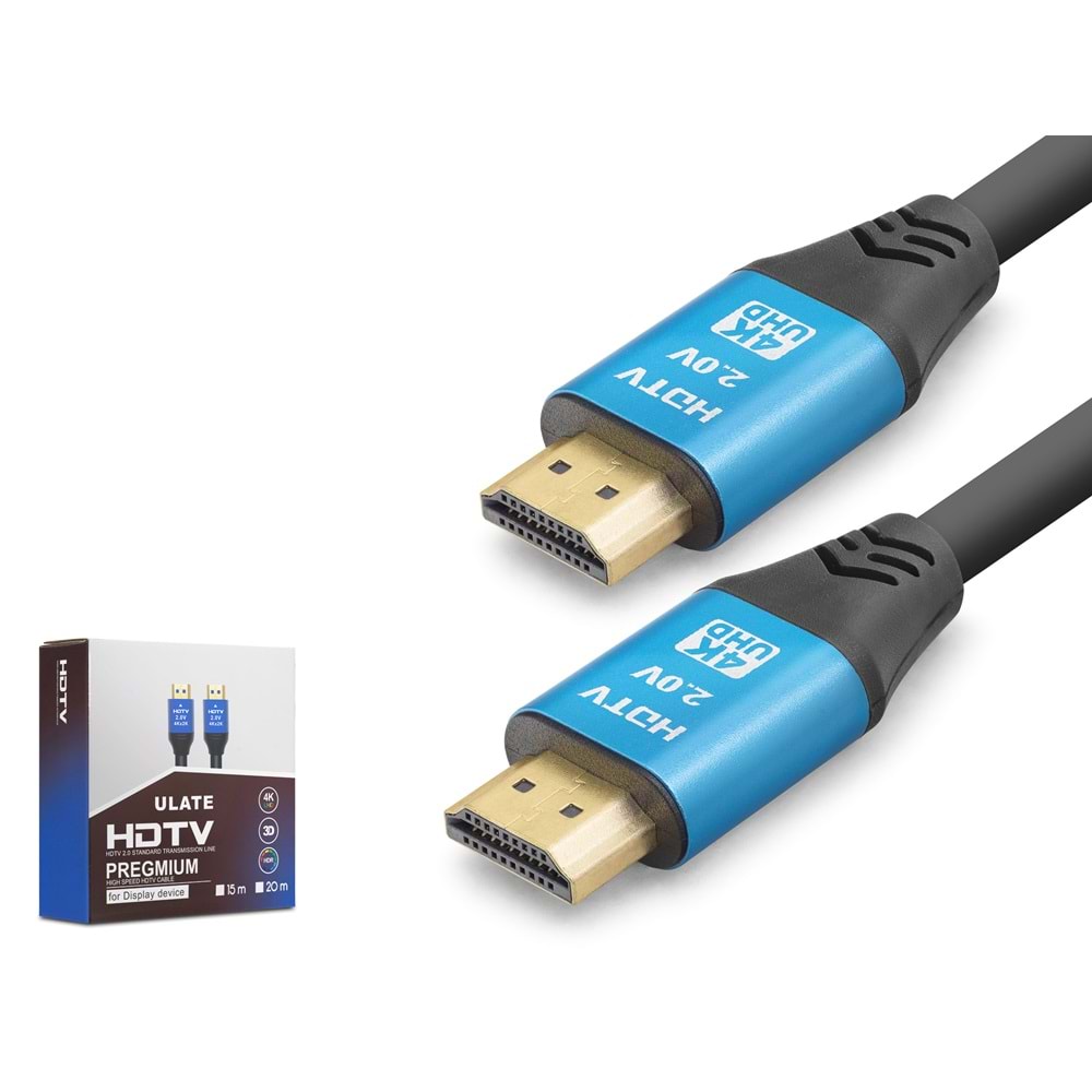 NODAR XY6013 HDMI 2.0 Kablo 4K UHD 19+1 OD 8.0 mm 15 m - Siyah Mavi