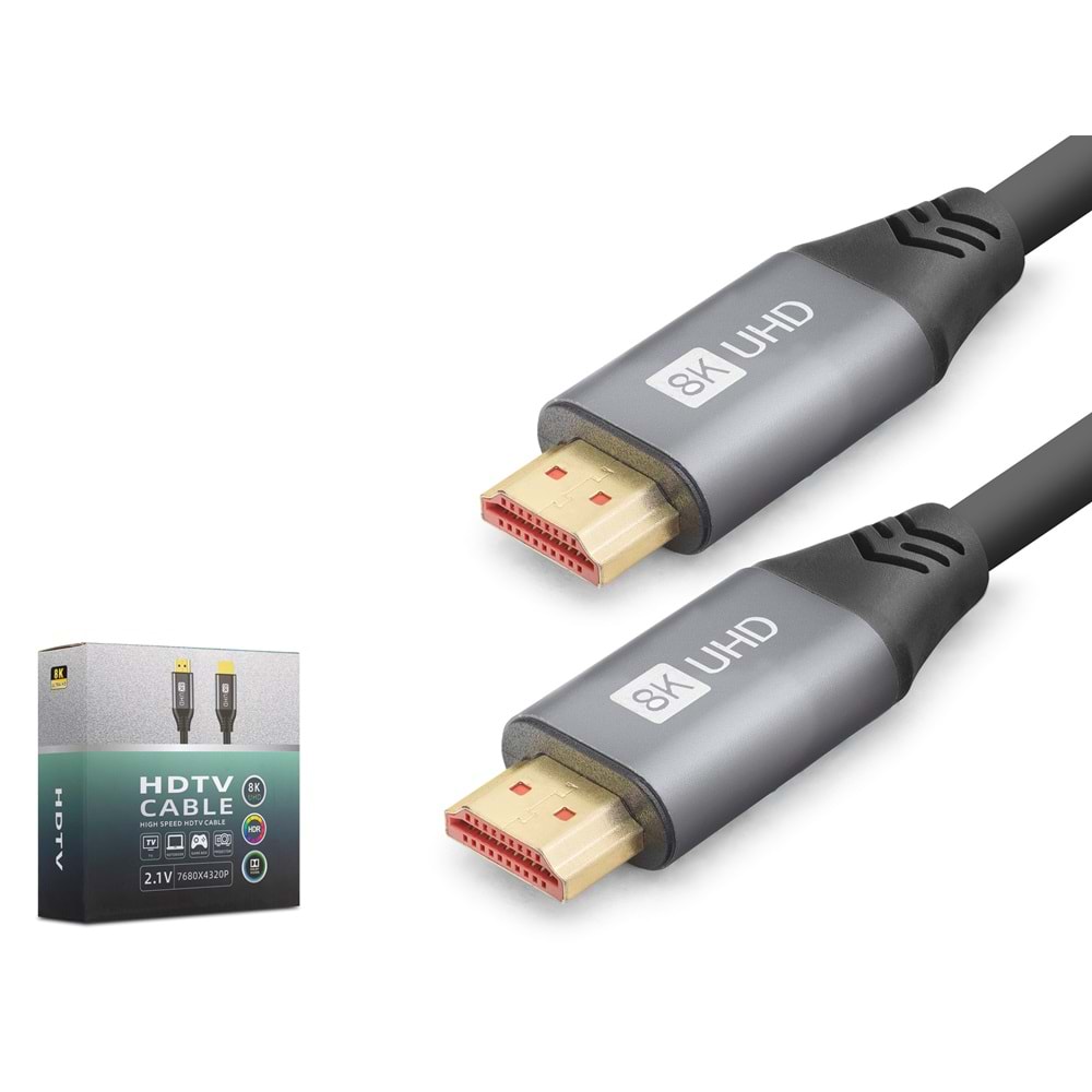 NODAR XY6020 Fiber Optik HDMI 2.1 Kablo 8K UHD OD 8.0 mm 10 m - Siyah Gri