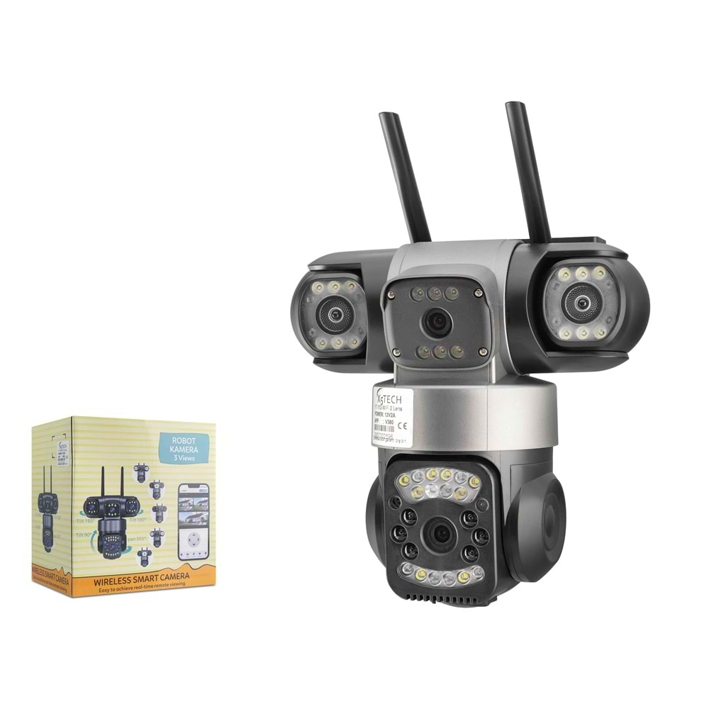 X5-TECH YT-112WF WiFi IP Kamera 2 x 2 MP 2.8 mm Lens V380 - Siyah